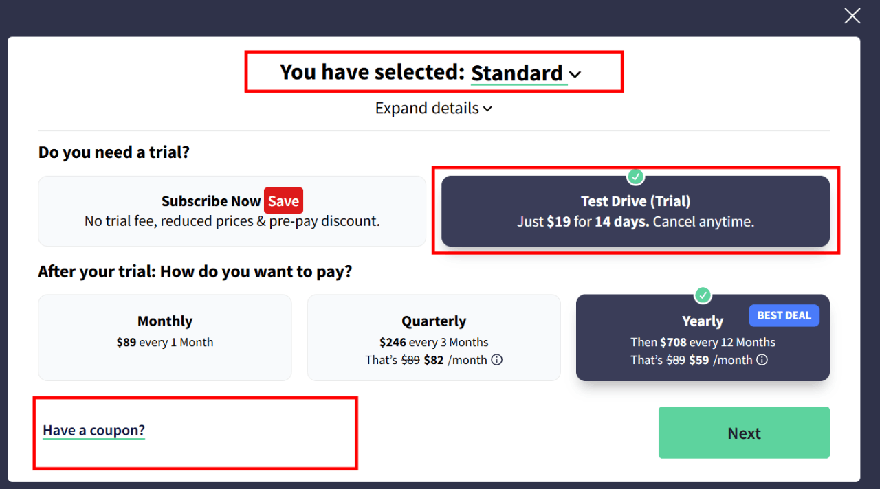 enable trendspider coupon field